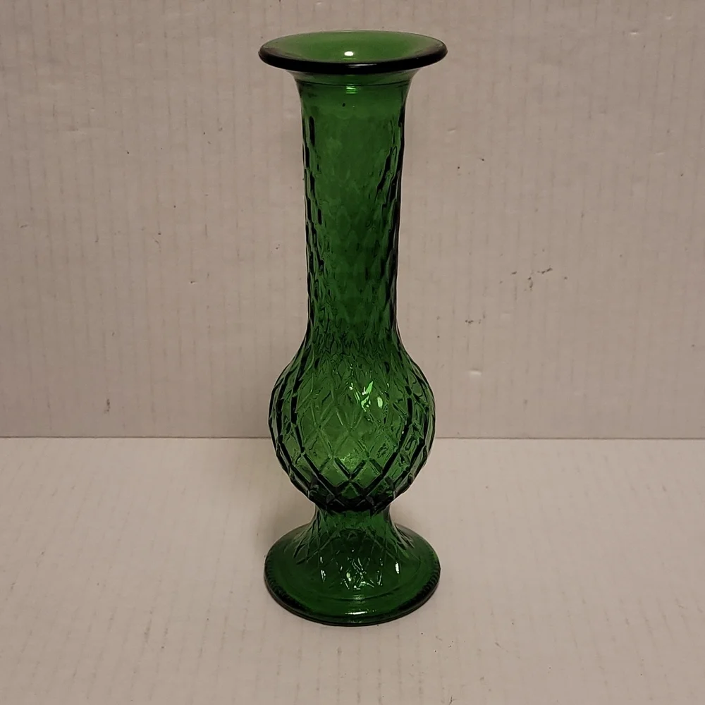 Vintage E.O. Brody Co. Green Glass Bud Vase